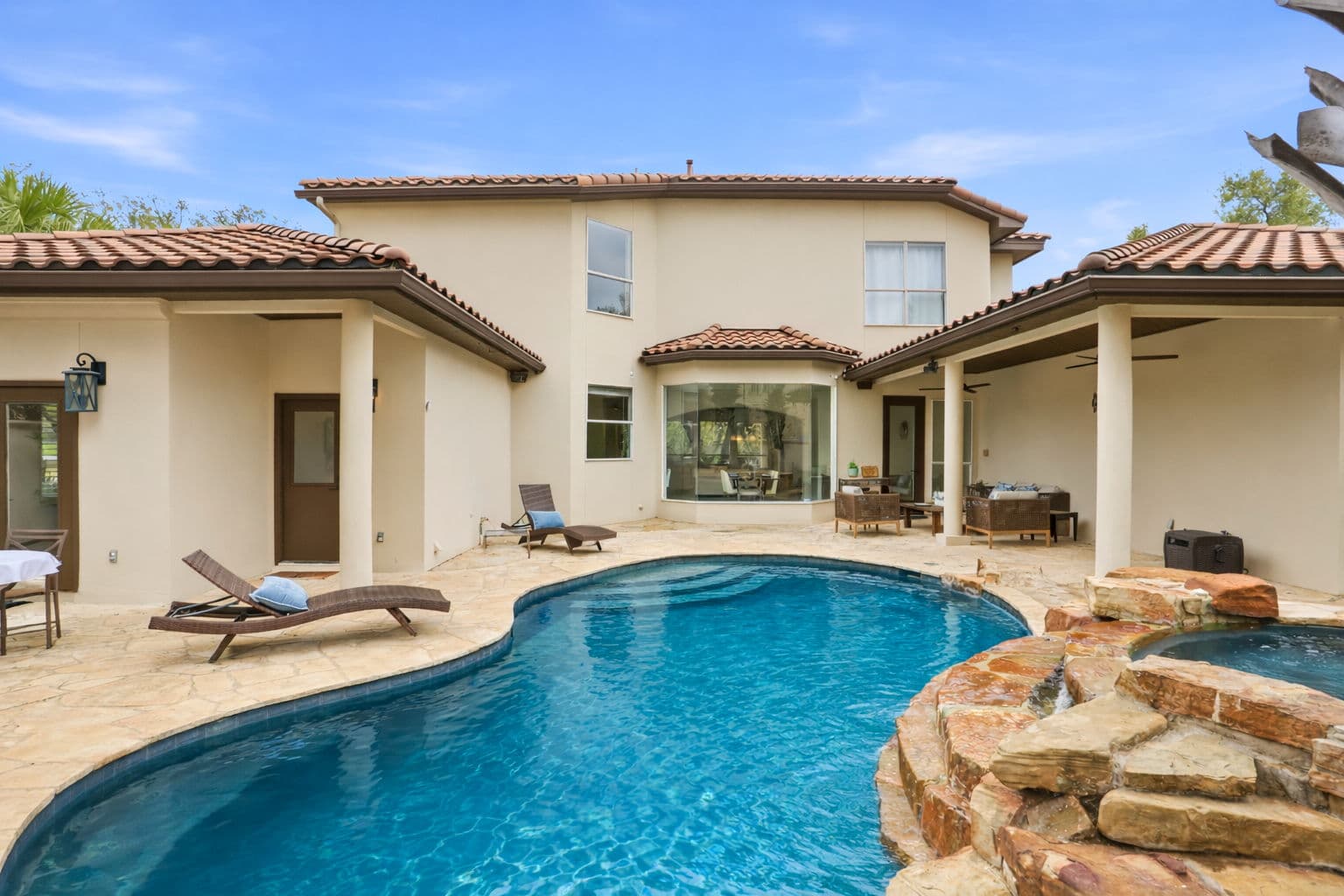 Front elevation at dusk